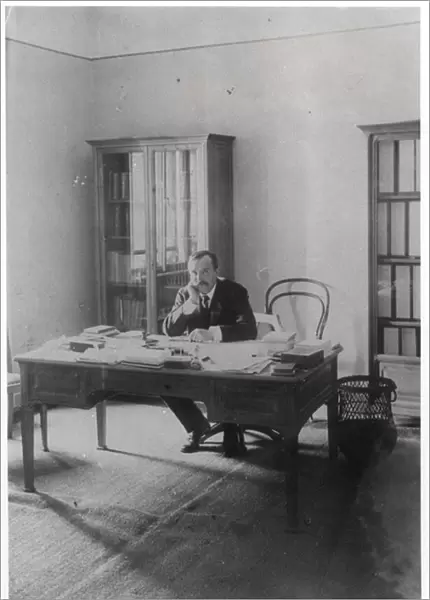 Paul Claudel (1868-1955) in his office in Prague (b  /  w photo)