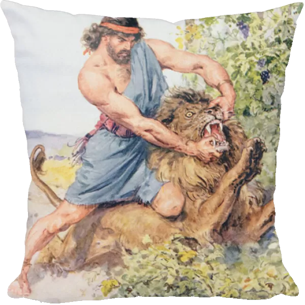 He seized the lion and tore it to pieces, illustration from