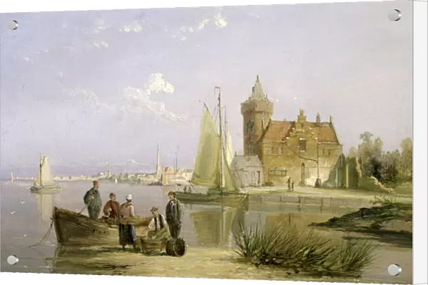 The House de Vraag, on the Amstel, Amsterdam (oil on board)