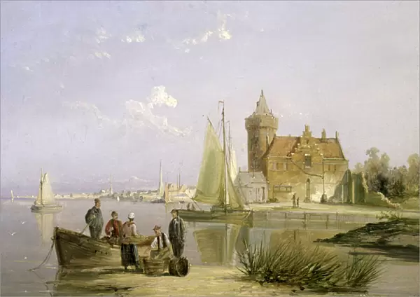 The House de Vraag, on the Amstel, Amsterdam (oil on board)
