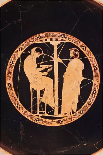 Athenian red-figure kylix depicting Aegeus, King of Athens