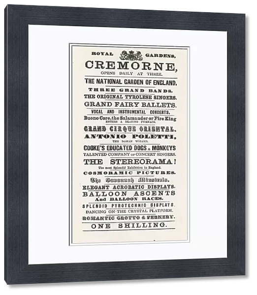 Advertisement for Cremorne Gardens (engraving)