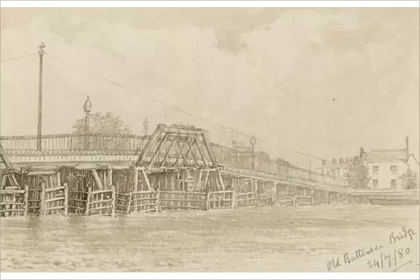 Sketch of old Battersea Bridge (w  /  c on paper)
