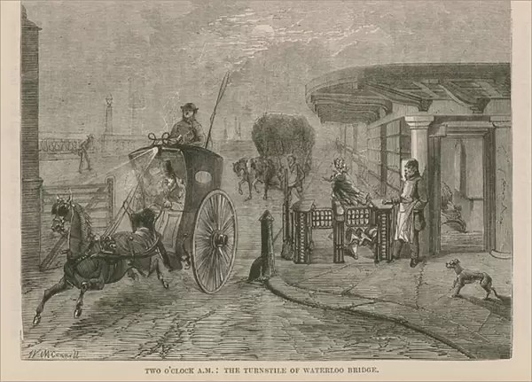 The turnstile of Waterloo Bridge (engraving)