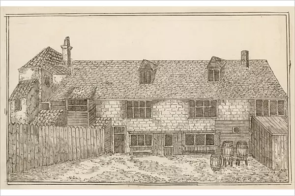 Old Pied Bull, Islington (rear) (ink on paper)