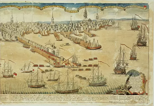 A View of Part of the Town of Boston in New England and British Ships of War Landing