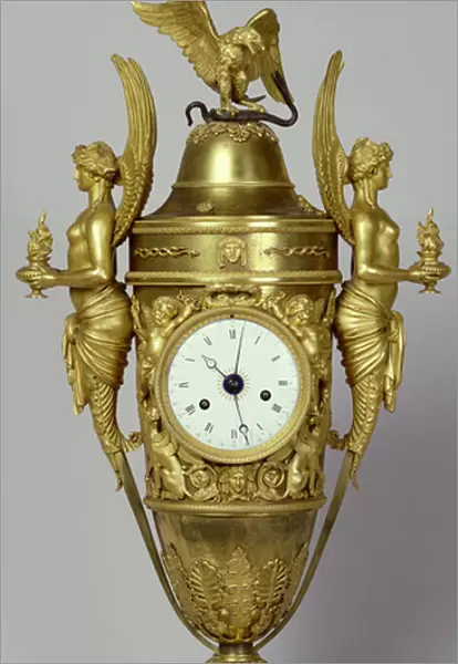 Clock vase with an eagle, c. 1800 (gilded bronze)