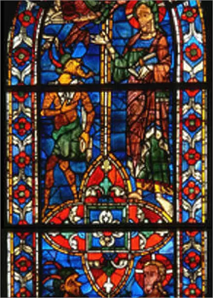 Christ being tempted in the Wilderness (stained glass)
