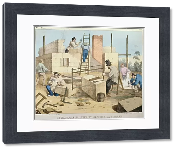 The Mason, The Stone Cutter and Stone Sawyer, c. 1860 (colour litho)