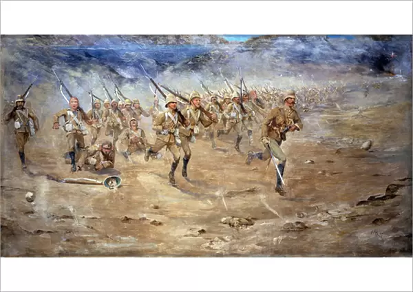 Return of the Fore and Aft, Gloucestershire Regiment advancing to the attack