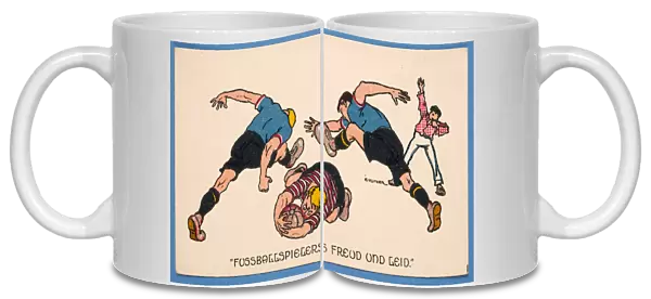 Fussballspielers Freud un Leid, postcard depicting footballers (colour litho)