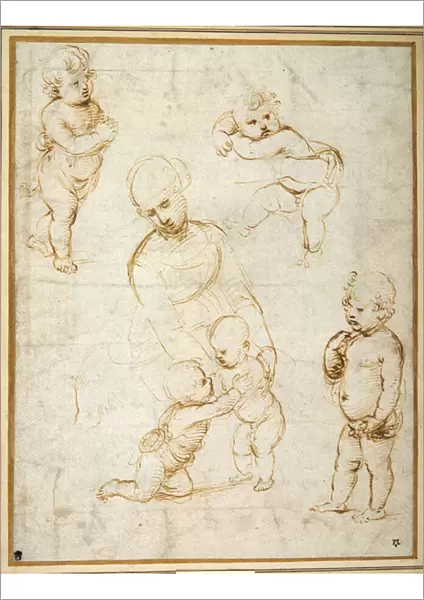 Studies for the Madonna of the Meadow, c. 1505 (pen & brown ink on paper)