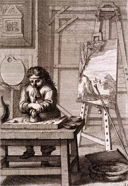 An Artists Apprentice Cleaning an Engraving Plate, from Recueil de Figures