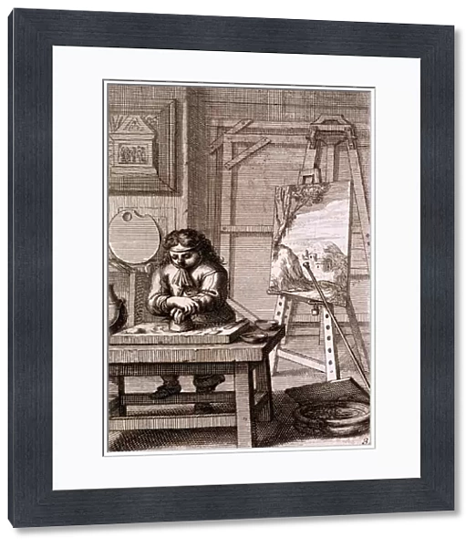 An Artists Apprentice Cleaning an Engraving Plate, from Recueil de Figures