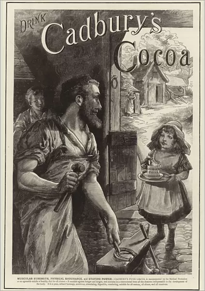 Advertisement for Cadburys Drinking Cocoa (engraving)