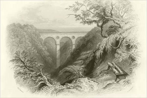 The Peaths Bridge and Ravine, Berwickshire (engraving)