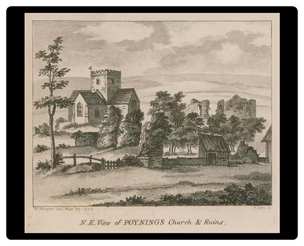 North-east view of Poynings Church in Poynings (engraving)