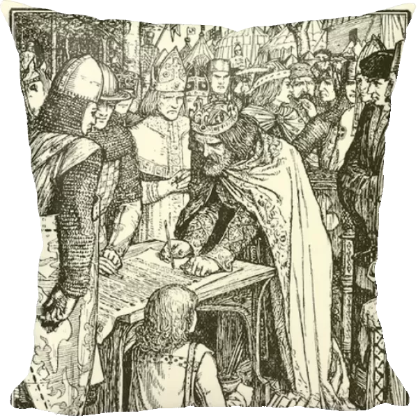 Magna Carta. King John Signs the Great Charter (engraving)