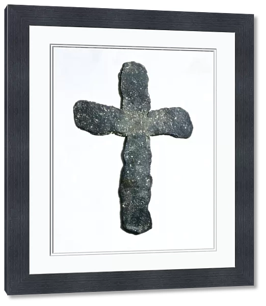 Mortuary cross from plague victim, 1348 (lead)