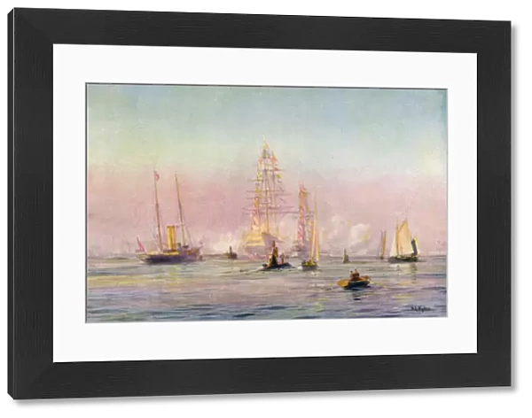 Portsmouth Harbour, 1912 (colour litho)