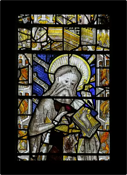 St John the Baptist with birds in the shafts (stained glass)