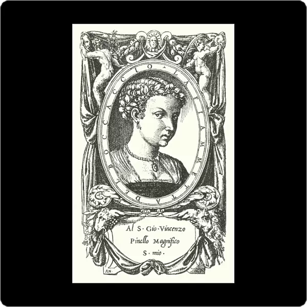 The Lady Fiammetta, subject of Giovanni Boccaccios novel Elegia di Madonna Fiammetta (engraving)