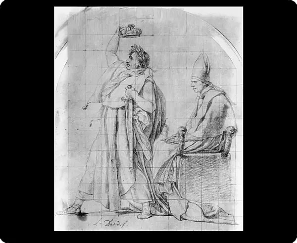 Emperor Napoleon Crowning Himself, c. 1804  /  07 (pencil on paper with traces of ink)