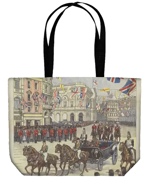 The Return To London Of The York Dukes From The Trip To Australia, The Parade Passes Piccadilly Fra... (colour litho)