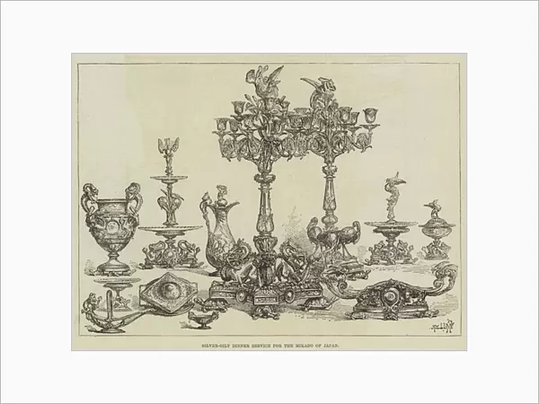 Silver-Gilt Dinner Service for the Mikado of Japan (engraving)