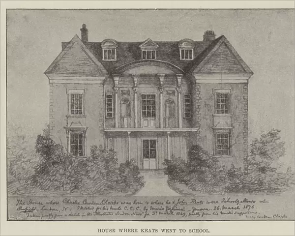 House where Keats went to School (litho)