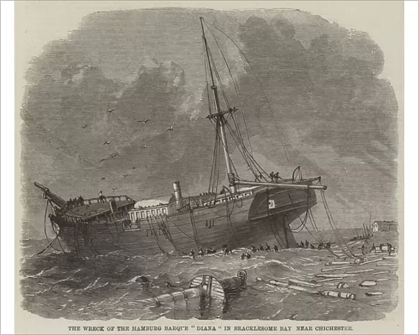 The Wreck of the Hamburg Barque 'Diana'in Bracklesome Bay near Chichester (engraving)