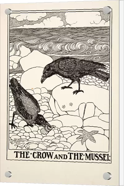 The Crow and the Mussel, from A Hundred Fables of Aesop, pub. 1903 (engraving)