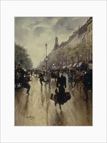 Four PM at the Carrefour Drouot and the Grand Boulevard, c. 1895 (oil on panel)