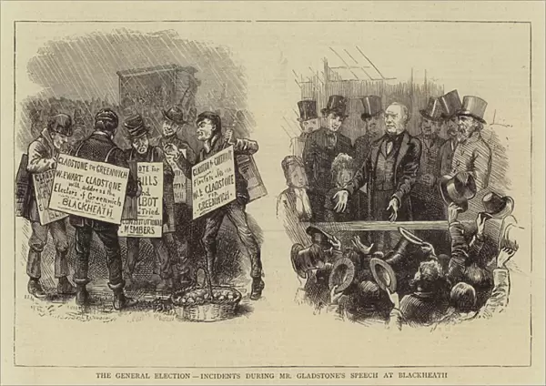The General Election, Incidents during Mr Gladstones Speech at Blackheath (engraving)