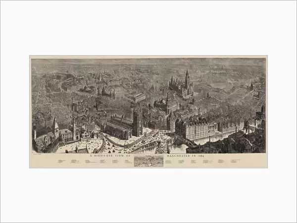 A Bird s-Eye View of Manchester in 1889 (engraving)