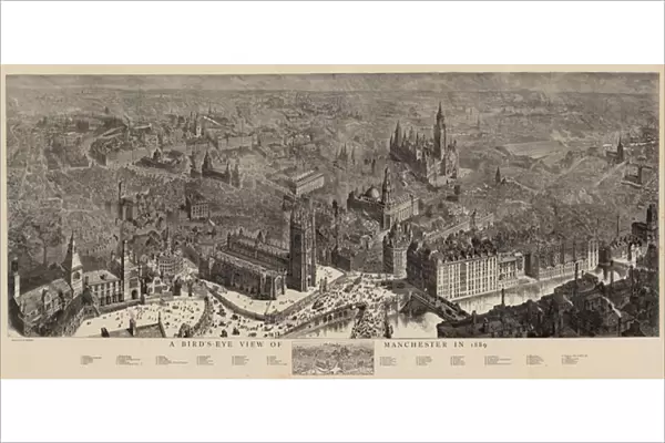 A Bird s-Eye View of Manchester in 1889 (engraving)