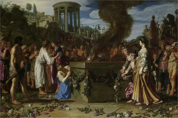 Orestes and Pylades Disputing at the Altar, 1614 (oil on panel)
