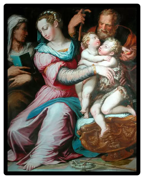 Holy Family with St John (oil on panel)