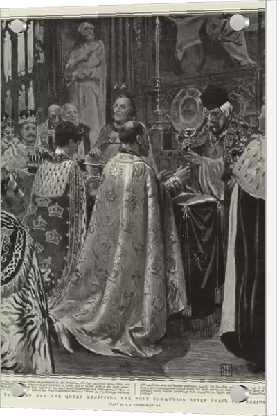 The King and Queen receiving the Holy Communion after their Coronation (engraving)