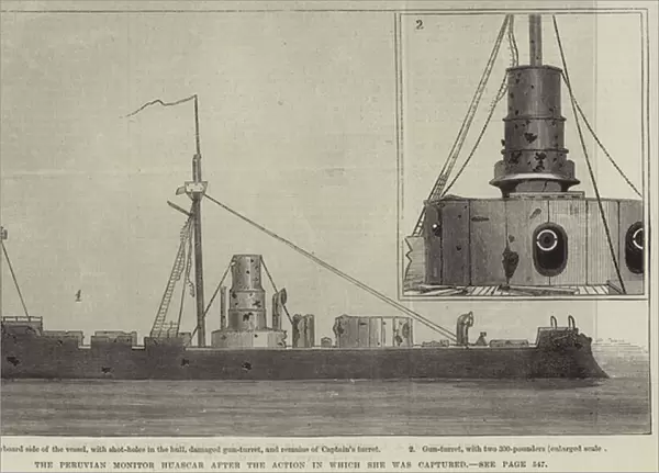 The Peruvian Monitor Huascar after the Action in which she was captured (engraving)