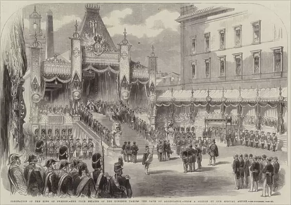 Coronation of the King of Sweden, the Four Estates of the Kingdom taking the Oath of Allegiance (engraving)
