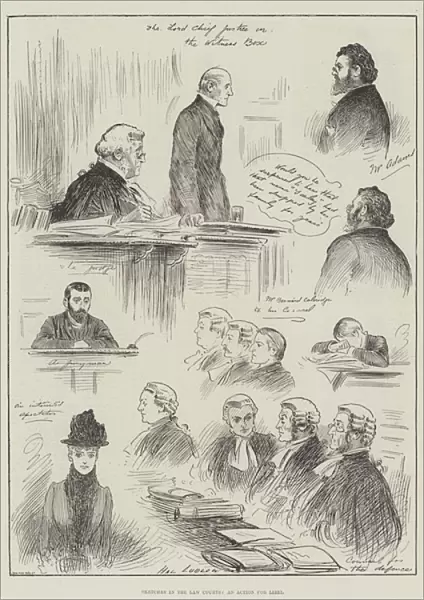 Sketches in the Law Courts, an Action for Libel (engraving)