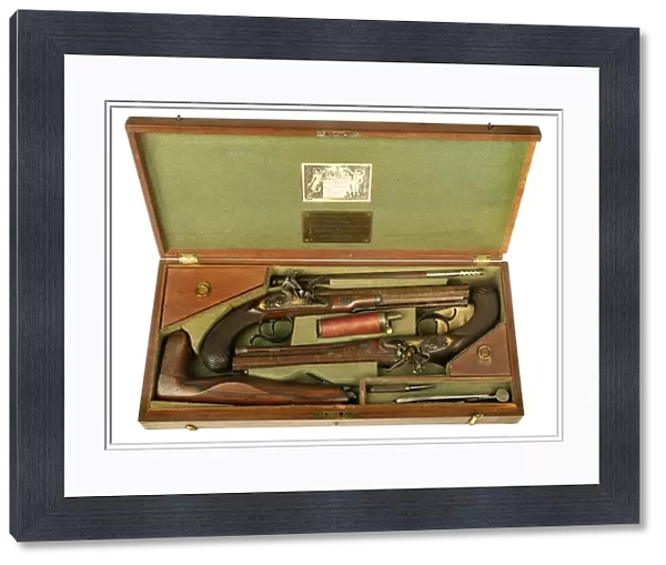Pair of Flintlock Dueling Pistols with Case and Accessories, c. 1780-1800 (mixed media)