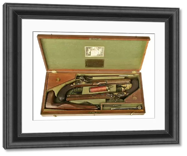 Pair of Flintlock Dueling Pistols with Case and Accessories, c. 1780-1800 (mixed media)