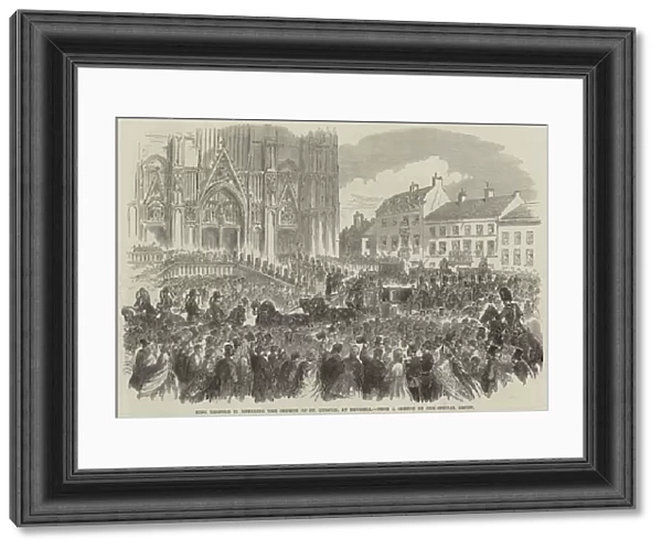 King Leopold II entering the Church of St Gudule, at Brussels (engraving)