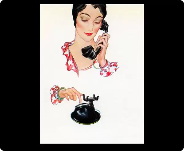 Woman Dialing a Number on a Telephone, 1931 (screen print)