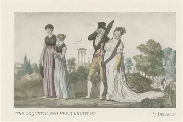 'The Coquette and her Daughters'(colour litho)