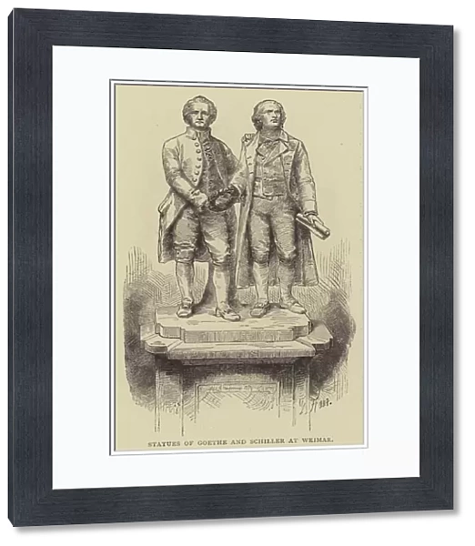 Statues of Goethe and Schiller at Weimar (engraving)