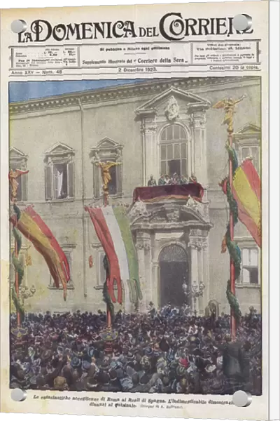 Romes enthusiastic welcome to the Spanish Royals (colour litho)