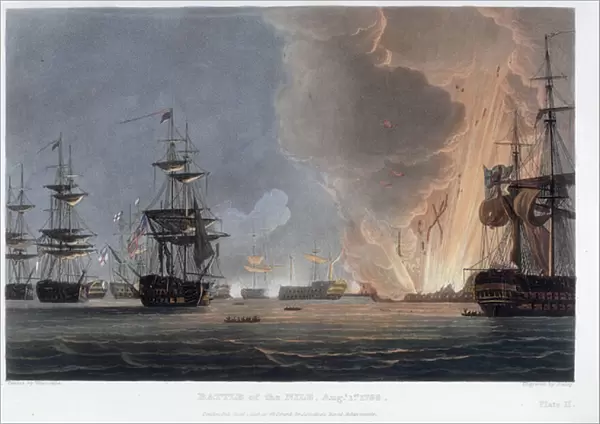 Battle of the Nile, August 1798 (coloured engraving)